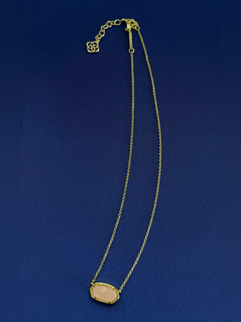 Delicate Pink Stone Gold Pendant Necklace - Women Jewelry